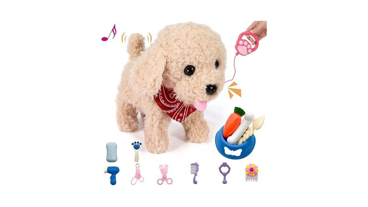 Gobrillfun Interactive Walking Plush Puppy Toy Dog, Remote Control Electronic