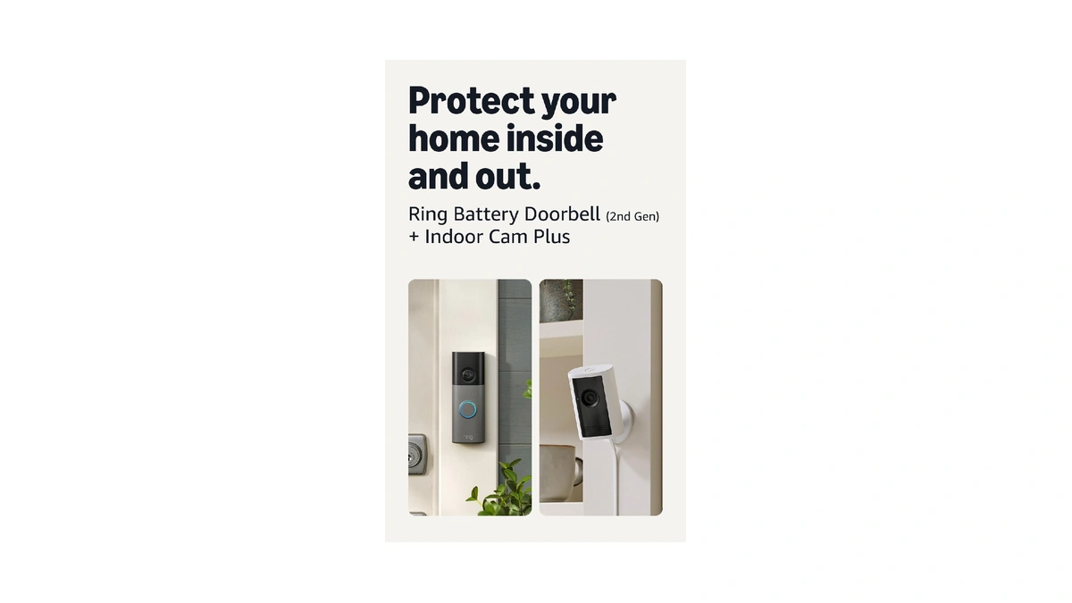 Ring Battery Doorbell (newest Model), Speckled Gray With Indoor Cam