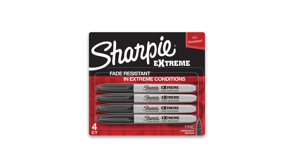 Sharpie Extreme Permanent Markers, Fine Point, Black, 4 Count -