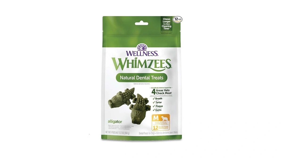 Whimzees Wellness Alligator Natural Dog Dental Treat, Chews, Freshens Breath,