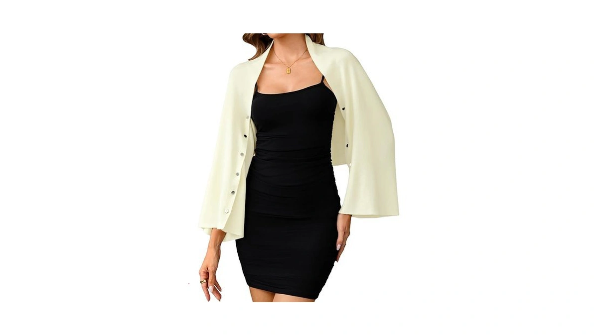 Totatuit Womens Cropped Cardigan Shrug 2-in-1 Y2k Knit Wrap Shawl