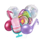 6 Pcs Pink Purple Music Note Balloons, Huge Iridescent Disco