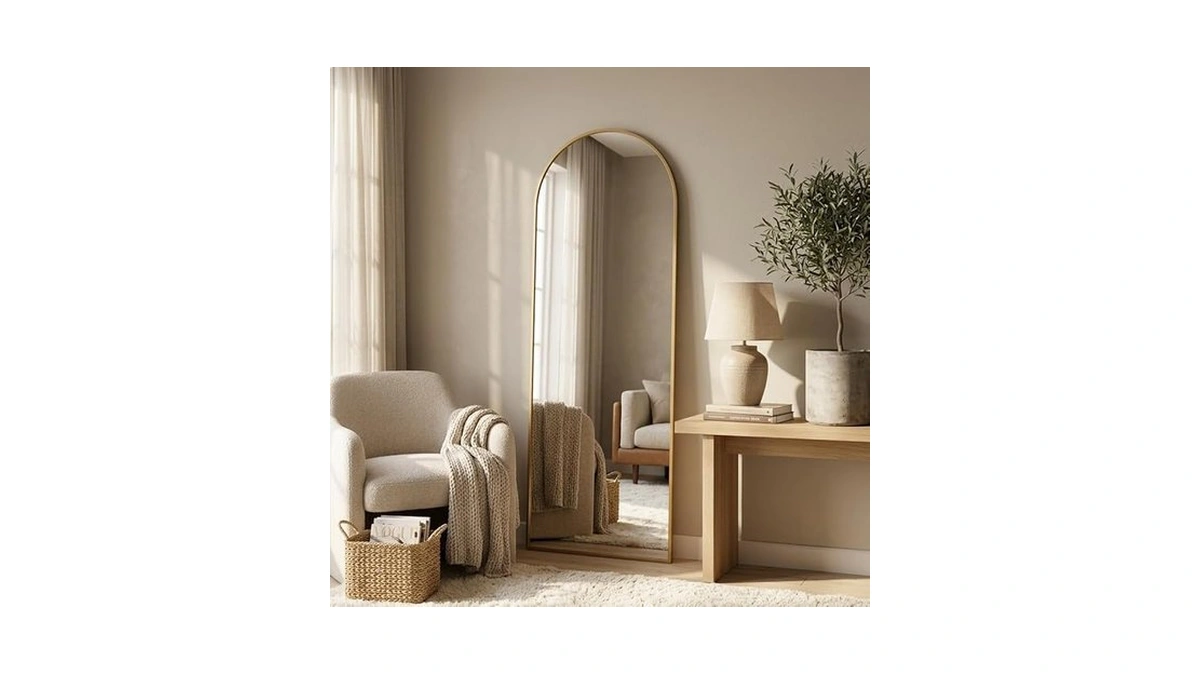 Nbgv 57"x18" Floor Mirror Full Length, Arched Full Length Mirror