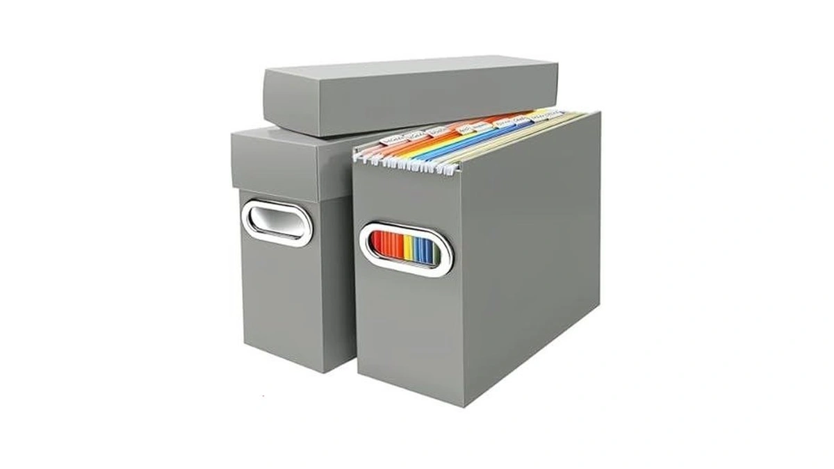 Naleyber File Organizer Box With Lid & Handle, Thickened Cardboard