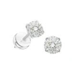 6mm Moissanite Stud Earrings In 14k Gold Plated Titanium |