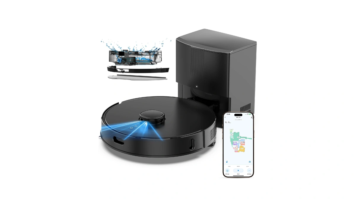 E10+ Robot Vacuum And Mop Combo Self‑emptying With 8000pa Suction,