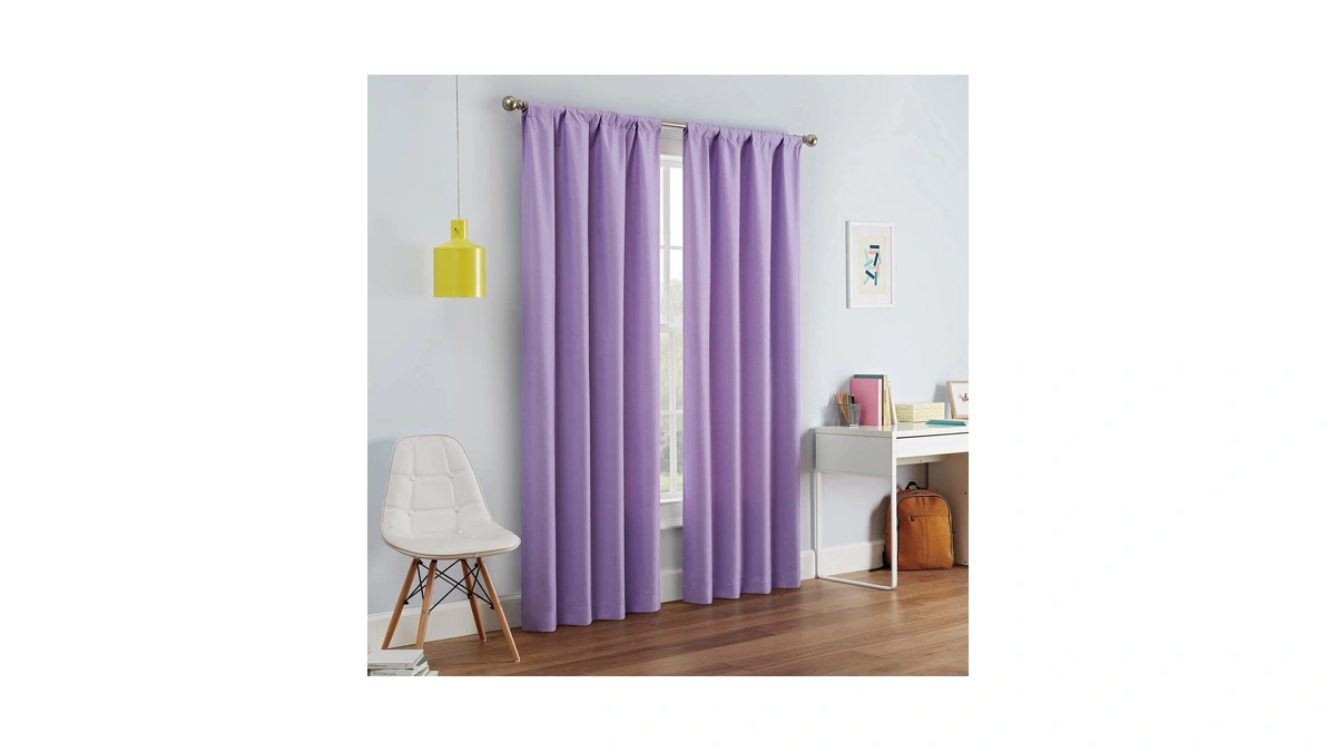 Eclipse Kendall Modern Blackout Thermal Rod Pocket Window Curtain For