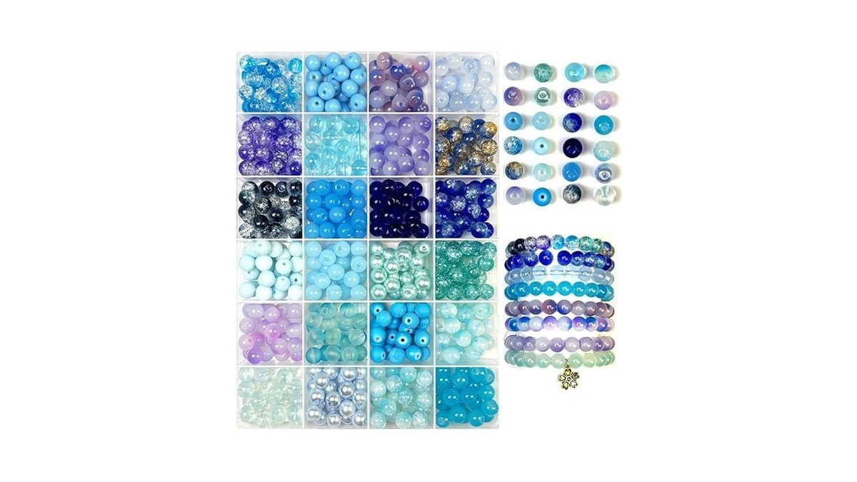 Crzbeadss 576pcs Glass Beads, 8mm 24 Assorted Colors Series Crystal