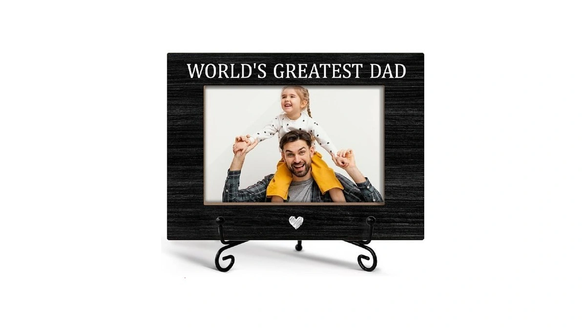 Yuansail World's Greatest Dad Picture Frame, 4x6 Photo Frame Wood,