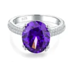 Aibao Amethyst Birthstone Rings For Women 8.2 Ct Oval Purple