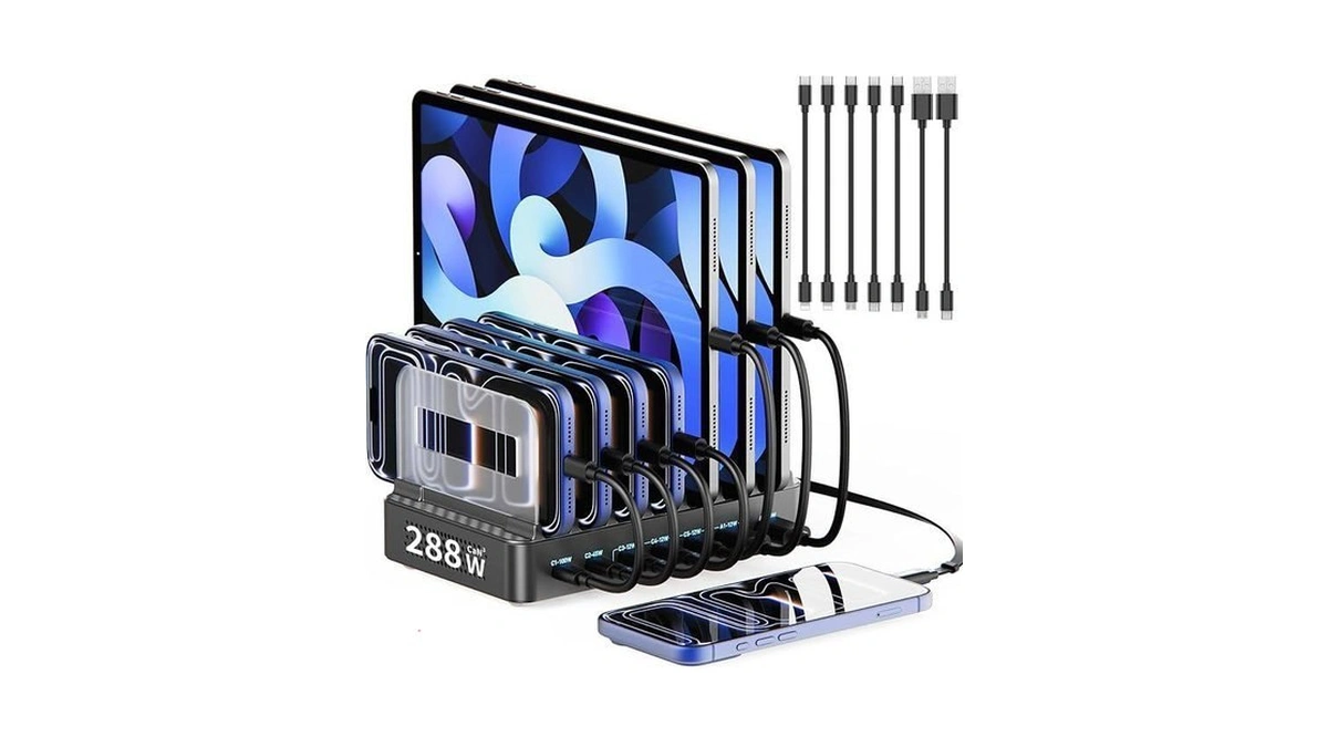 288w Charging Station For Multiple Devices, 8-port Multi Usb C