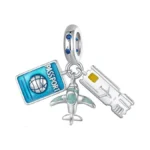 Babamia Sterling Silver Travel Charm Pendant, Series Silver Beads Charms