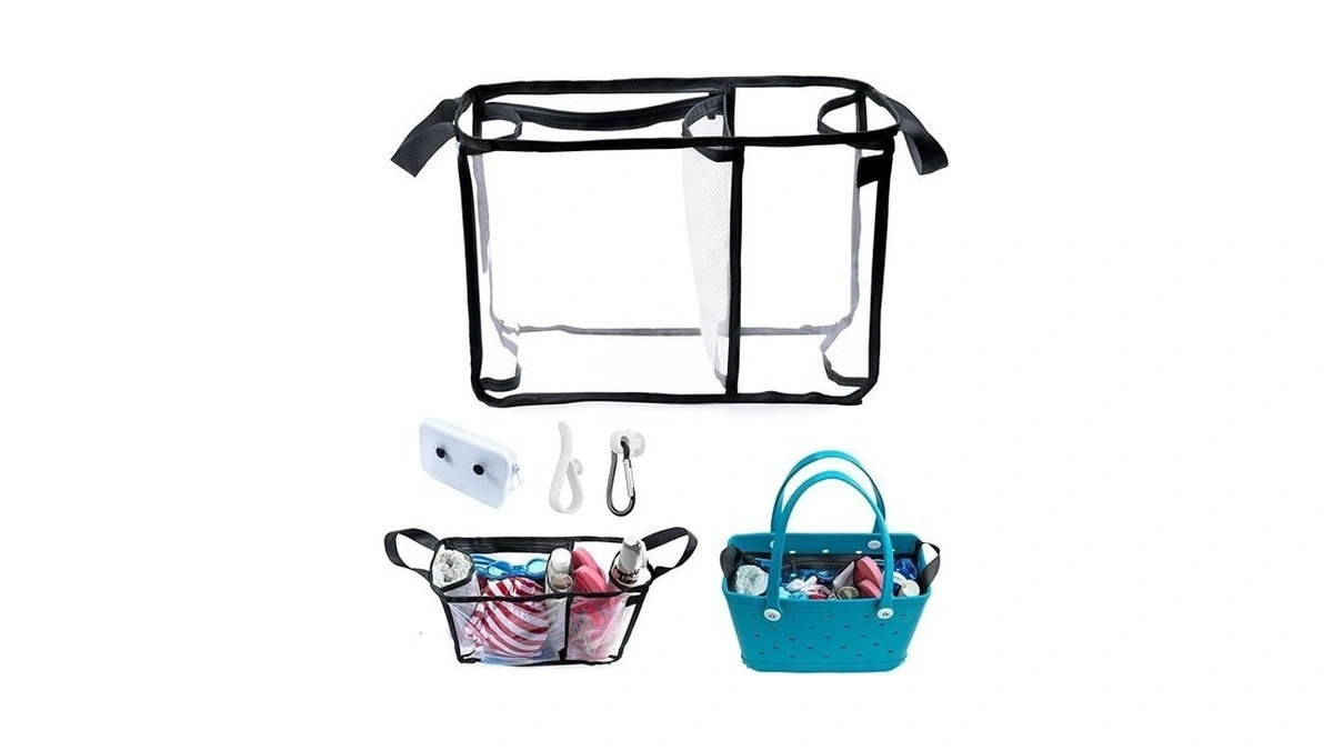 Clear Beach Bag Organizer Insert With 3pcs Accessories For Medium