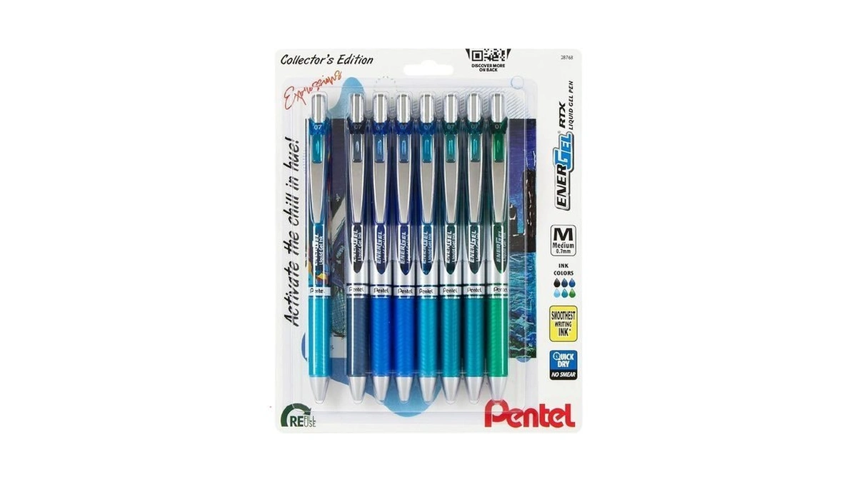 Pentel Energel Rtx Retractable Liquid Gel Pen, Chill Expressions Pack,