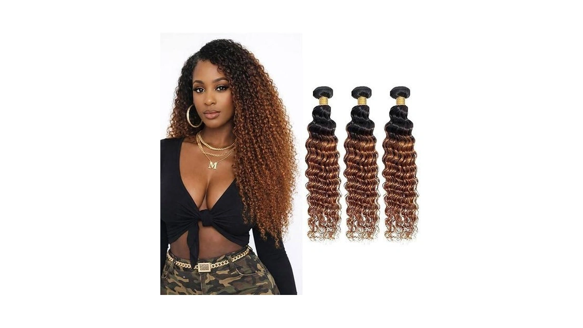 T1b/30 Ombre Deep Wave Human Hair Bundles 3 Bundles Brazilian