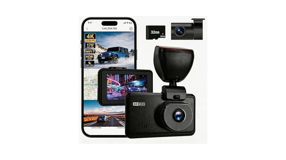 Wireless Dash Cam Front And Rear, 4k +2.5khd 2-channel Dashcam,