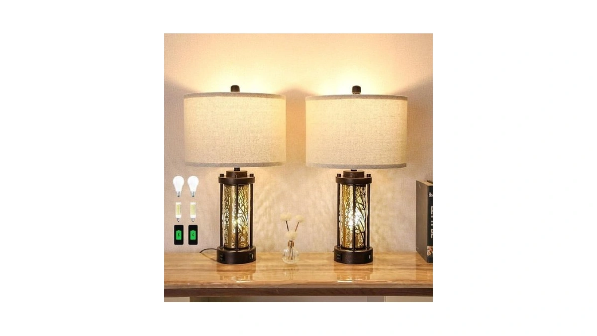 Suetong Set Of 2 Gold And Bronze Farmhouse Table Lamp,vintage