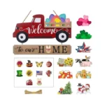 Winder 20pcs Interchangeable Welcome Sign For Front Door,seasonal Red Truck