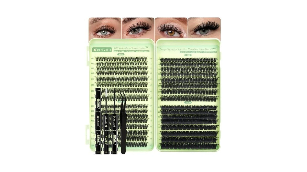 Keyyou 584 Pcs Lash Clusters Kit 60/80/100/200d Mix 10-18mm D