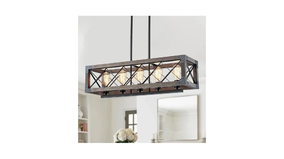 32 Inch Kitchen Island Lighting,5 Light Farmhouse Linear Chandelier Dining