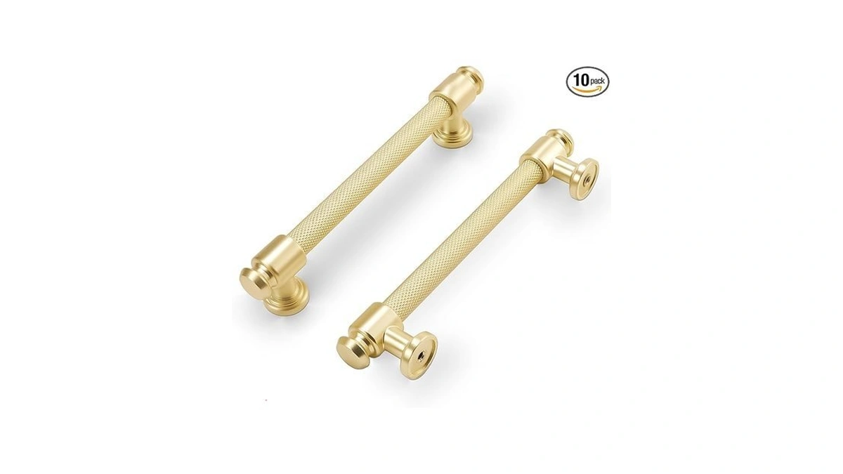 Povefonk 10 Pack 5 Inch(128mm) Brushed Brass Kitchen Cabinet Handles