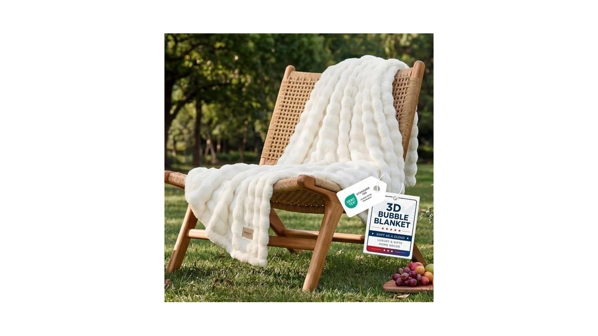 Bedsure 3d Fleece Bubble Blanket For Couch - Gentlesoft Cute