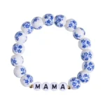 Gracayfr Mama Bracelet Mom Mothers Day Chinoiserie Bohemian Porcelain Blue