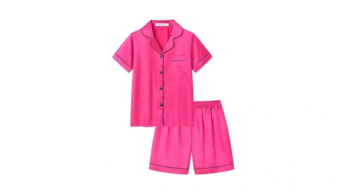 Unicabbit21 Rose Red Satin Pajamas For Big Girls Cute Silk