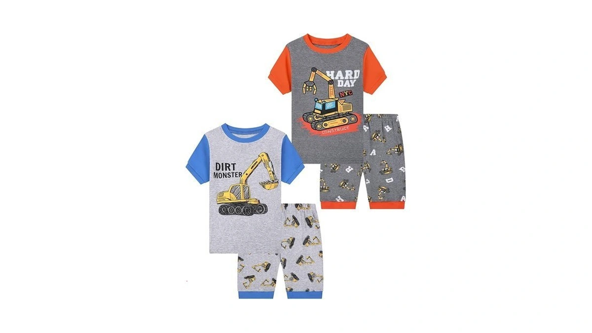 Benaive Boys Summer Pajamas 4 Pieces Kids Pajama Shorts Toddler