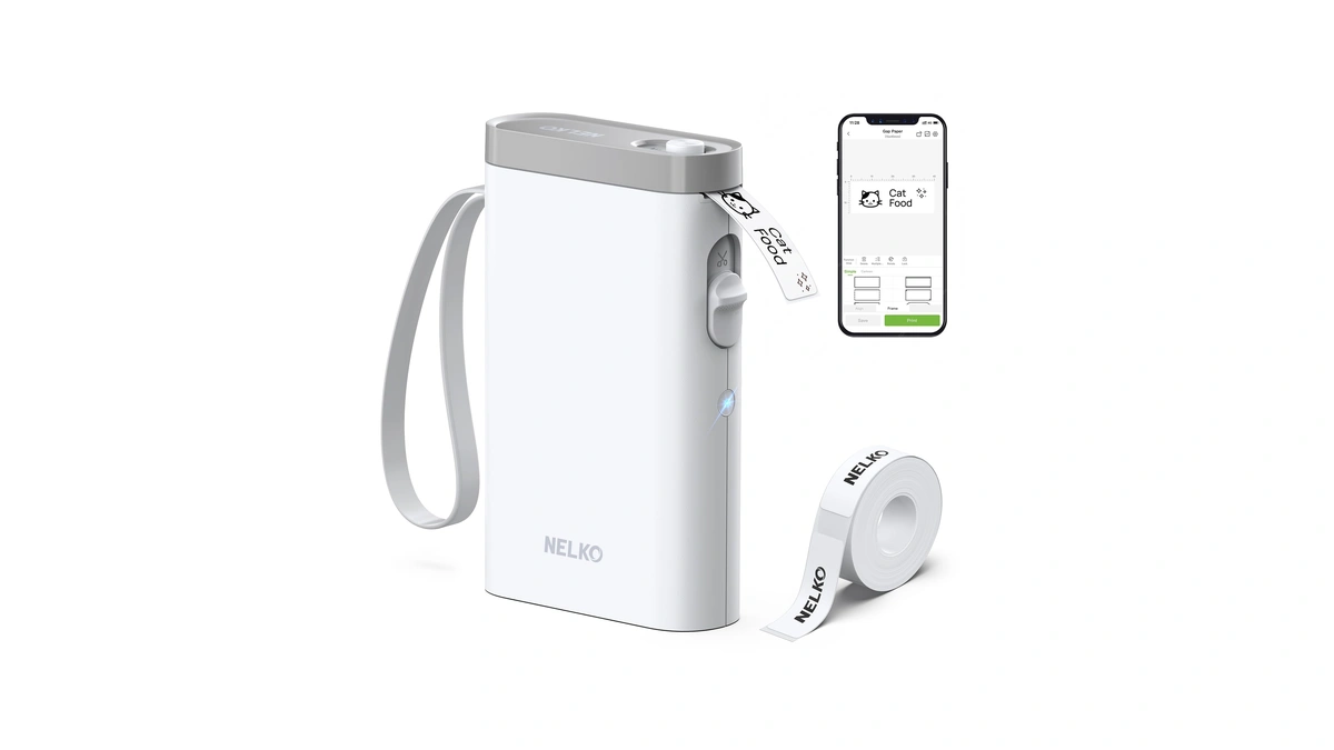 Nelko Label Maker Machine With Tape, P21 Bluetooth Label Printer,