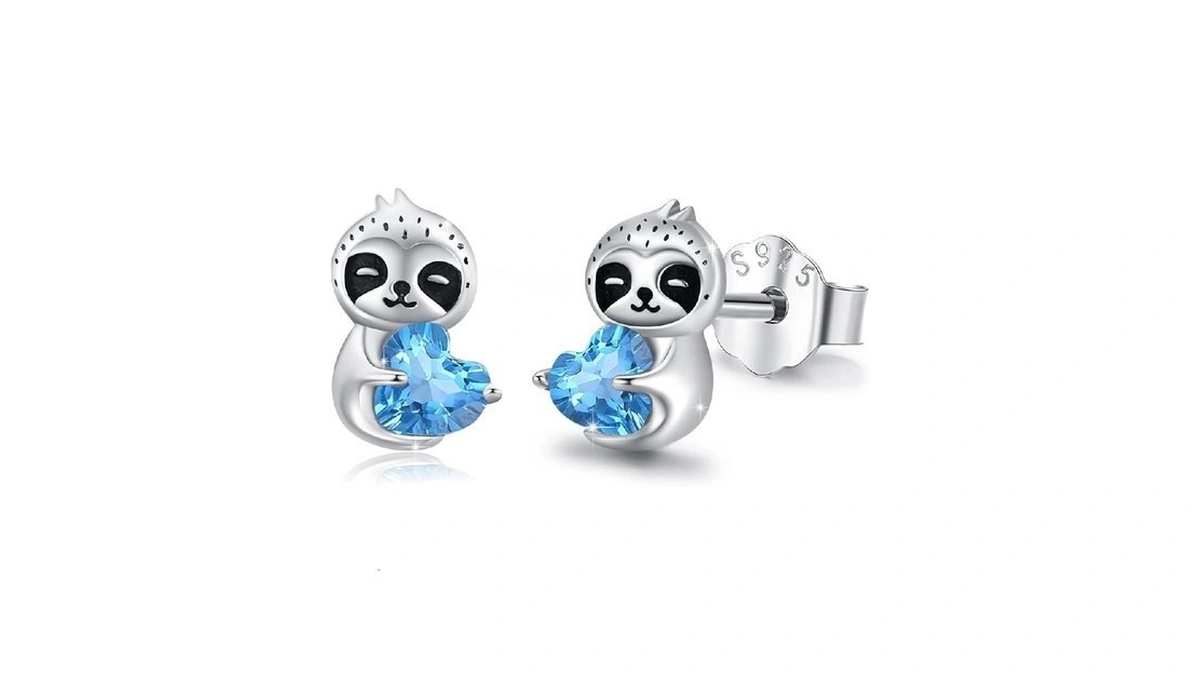 Tughra S925 Sterling Silver Sloth Gifts Stud Earrings For Mother's