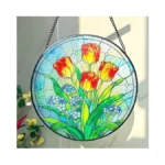 Katinyos 8 Inch Stained Glass Window Hanging, Sun Catcher With
