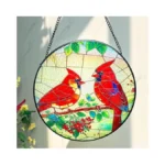 Katinyos 8 Inch Stained Glass Window Hanging, Sun Catcher With