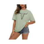 Women's Western Graphic Tee Boho Cow Skull Cowgirl Rodeo Vintage