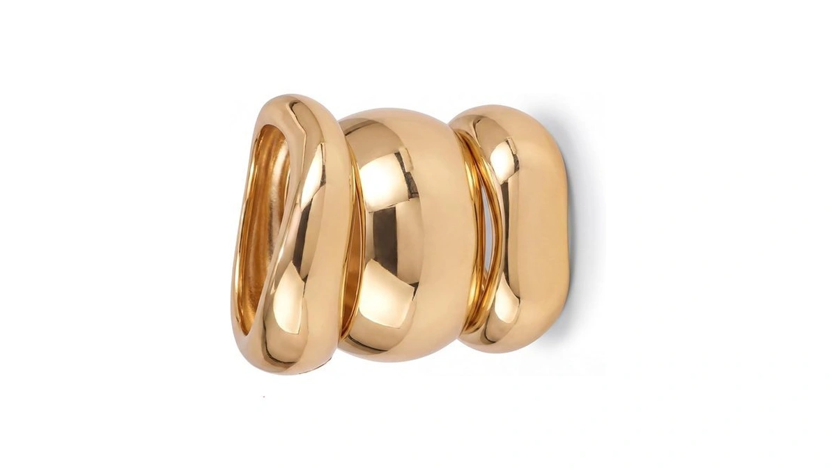 Chunky Gold Bangles Bracelets Stack For Women, Dainty 14k Gold