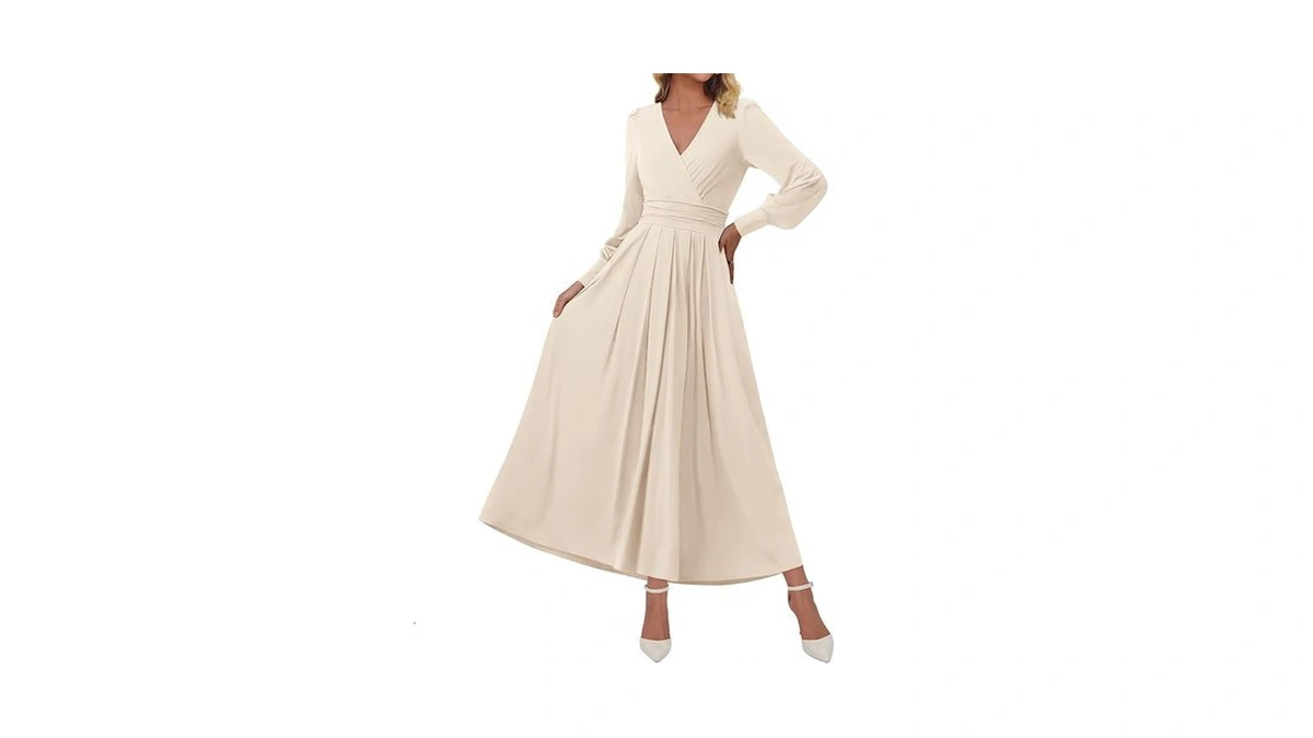 Btfbm Womens Long Sleeve Maxi Dress Fall 2025 Casual V