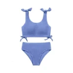 Girls Sumemr Swimsuits Size 11-12 Solid Drawstring Bowknot Bikini Set