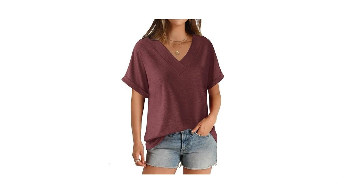 Gkbk Womens Short Sleeve T Shirts V Neck Loose Fit