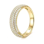 Toproo 14k Gold Plated Pavé Dome Ring For Women, Cubic