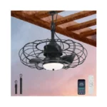 Ahawill Outdoor Ceiling Fan With Light,20in Gazebo Fan With Remote