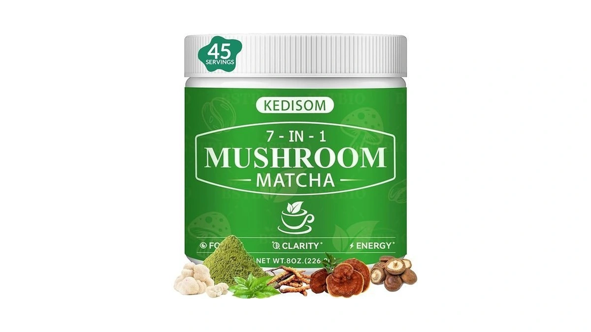 Mushroom Matcha, Adaptogenic Mushroom Blend With 7 Superfood Mushrooms And