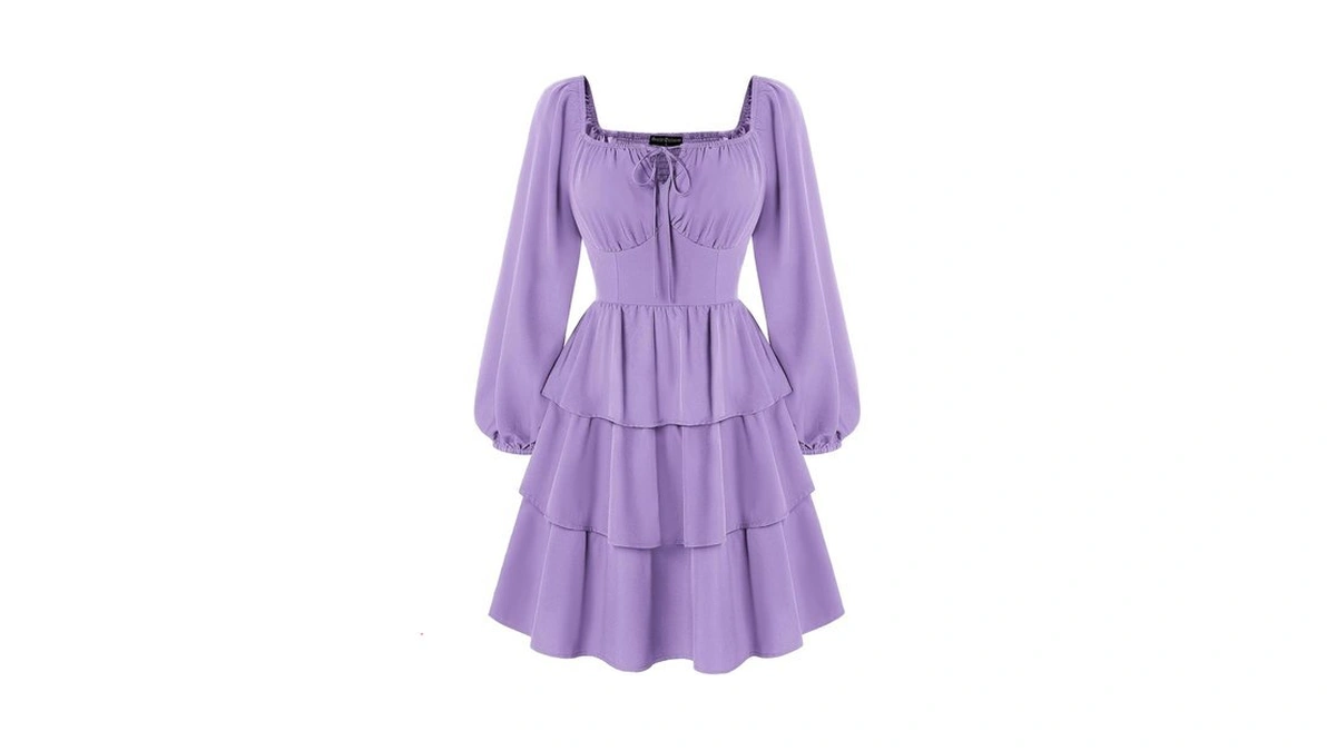 Scarlet Darkness Renaissance Dress For Women Square Neck Long Sleeve