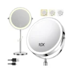 8.5" Lighted Makeup Mirror, 3000 Mah Rechargeable Double Sided Magnifying