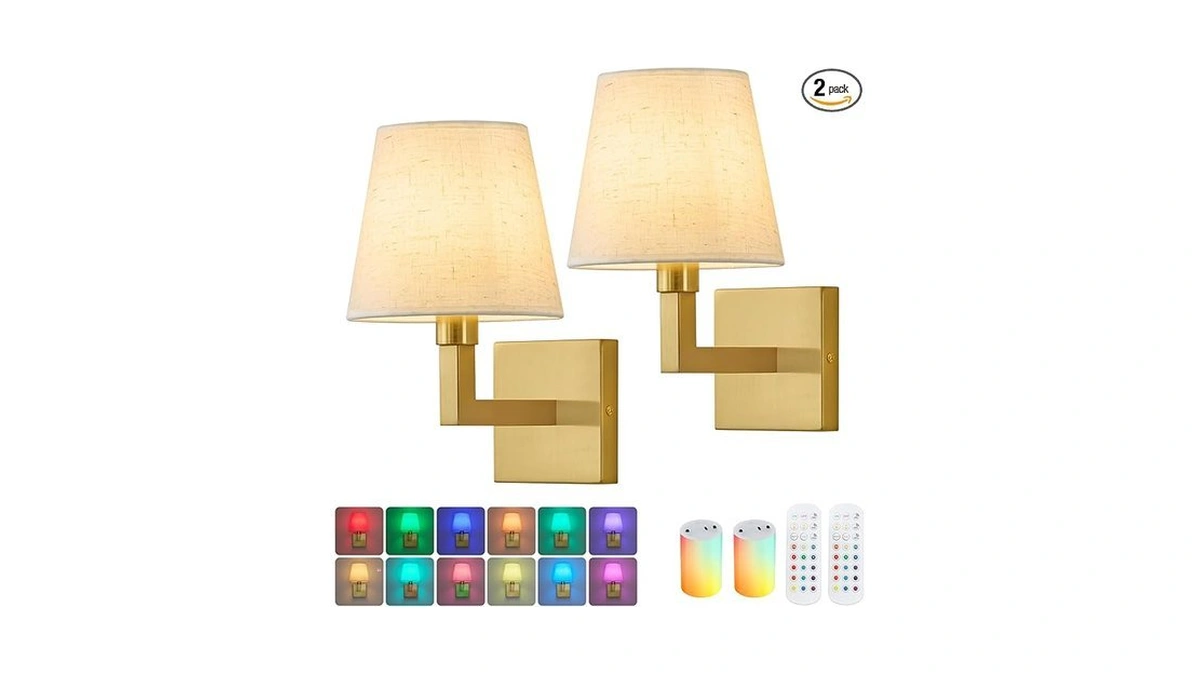 Battery Operated Wall Sconce With 10000mah Detachable Rechargeable Bulbs, Wireless