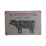 Aiqibao Metal Vintage Tin Sign Decor The Butcher's Guide For