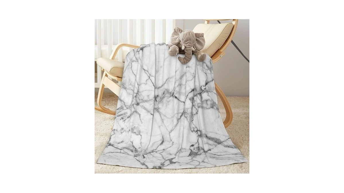 Abucaky Black And White Marble Fleece Throw Blanket Ultra Soft
