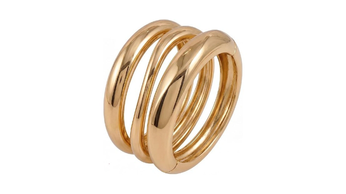 Chunky Gold Bangles Bracelets Stack For Women, Dainty 14k Gold