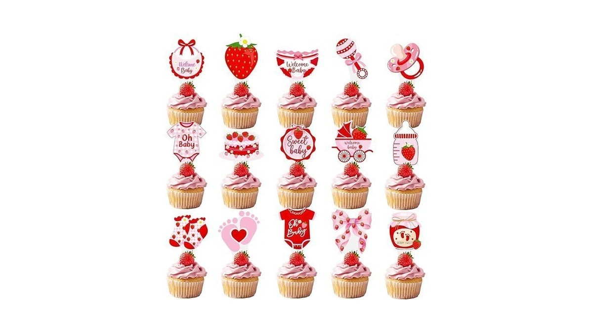Strawberry Baby Shower Decorations 48pcs Berry Sweet Baby Shower Cupcake