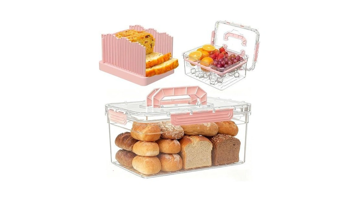 Sorgion 2-in-1 Adjustable Bread Slicer, Sealed Condiment Caddy Tray With