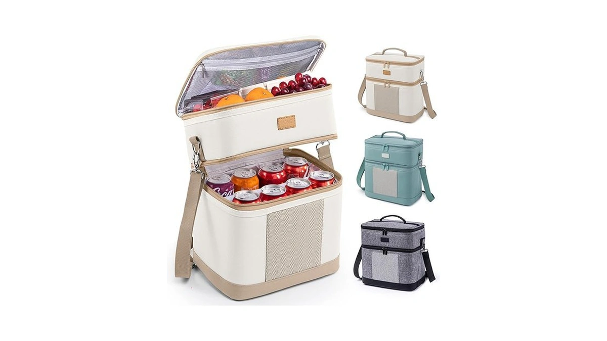 Sporjet Double Deck Insulated Lunch Bag For Women, Large Leakproof